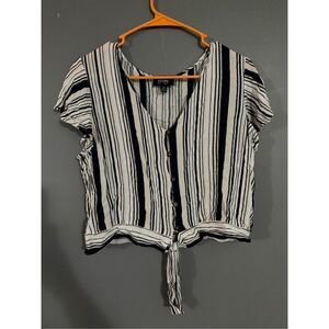 BY&BY Striped Button Down Tie Front top Size XL
